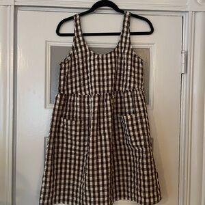 Urban outfitters oversized-fit brown checkered minidress. Size small